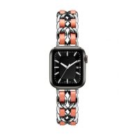 eses Fém átszőtt láncszíj Apple Watchhoz - Ezüst narancs 42mm, 44mm, 45mm, 49mm