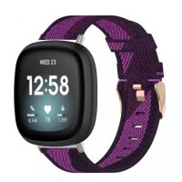 eses Szövött pánt Fitbit Versa 3 és 4, Sense 1 és 2 - Mintás, lila és fekete színben