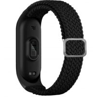 eses Szőtt rugalmas szalag Xiaomi Mi Band 3, 4, 5 és 6 telefonokhoz - Fekete