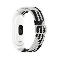 eses Szőtt rugalmas szalag Xiaomi Mi Band 3, 4, 5 és 6 telefonokhoz - Fekete és fehér