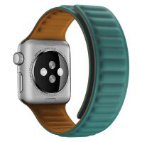 eses Szilikon mágneses szíj az Apple Watch-hoz - Zöld 42mm, 44mm, 45mm, 49mm