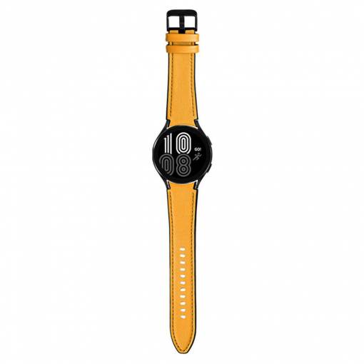 Foto - eses Sportovní kožený řemínek pro Samsung Galaxy Watch 4, 5, 6 - Oranžovo žlutý, 20 mm