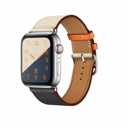 Foto - eses Színes bőr szíj Apple Watchhoz - Bézs sötétkék 38mm, 40mm, 41mm