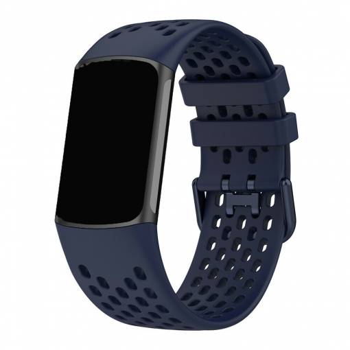 Foto - eses Szilikon pánt lyukakkal Fitbit Charge 5 és 6 készülékhez - Sötétkék