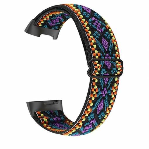 Foto - eses Gumiszalag Fitbit Charge 5 és 6-höz - Mintás, lila sárga