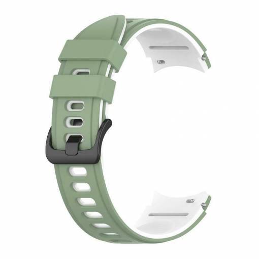 Foto - eses Szilikon szíj Samsung Galaxy Watch 4, 5, 6, 7 telefonokhoz - Zöld fehér, 20 mm