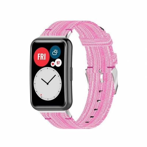 Foto - eses Nylon szíj a Huawei Watch Fithez és a Huawei Watch Fit Newhoz - Mintás rózsaszín