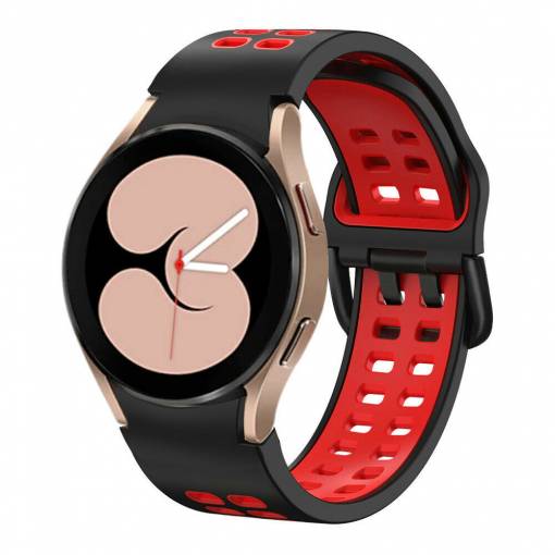 Foto - eses Szilikon szíj Samsung Galaxy Watch 4, 5, 6 órához - Fekete és piros, 20 mm