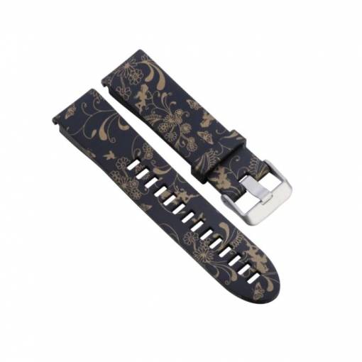 Foto - eses Szilikon pánt Garminhoz - Arany virágokkal mintázva, QuickFit 26 mm