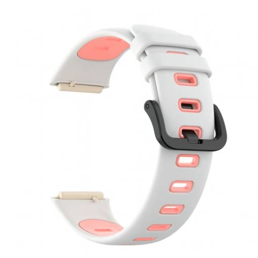 Foto - eses Szilikon sportszíj Huawei Band 7-hez - Fehér rózsaszín
