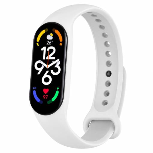 Foto - eses Szilikon szíj Xiaomi Mi Band 7-hez - Fehér