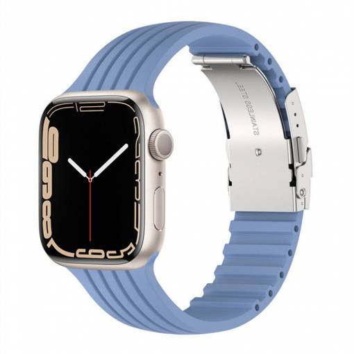 Foto - eses Szilikon szíj Apple Watchhoz fém csattal - Kék 38mm, 40mm, 41mm