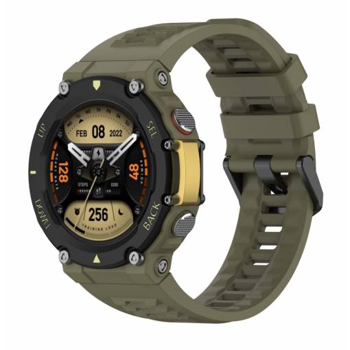 Foto - eses Szilikon szíj Xiaomi Amazfit T-Rex 2-höz - Khaki