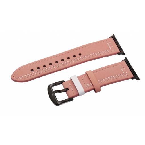 Foto - eses Bőr szíj Apple Watchhoz - Rózsaszín, fehér mintával 42mm, 44mm, 45mm, 49mm