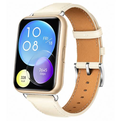 Foto - eses Bőrszíj Huawei Watch Fit 2 - Krémfehér
