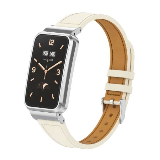 Foto - eses Bőr szíj a Xiaomi Smart Band 7 Pro-hoz - Bézs színű