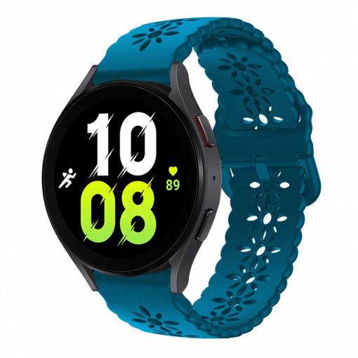 Foto - eses Perforált mintás szilikon szíj Samsung Galaxy Watch 4, 5, 6 készülékekhez - Türkizkék 20 mm