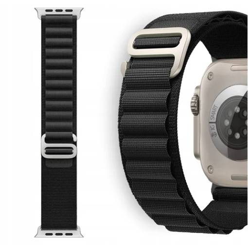 Foto - eses Alpesi szíj Apple Watch-hoz - Fekete, 42mm, 44mm, 45mm, 49mm