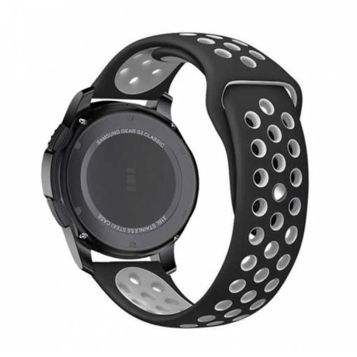 Foto - eses Szilikon lyukas szíj - Fekete szürke, 18 mm