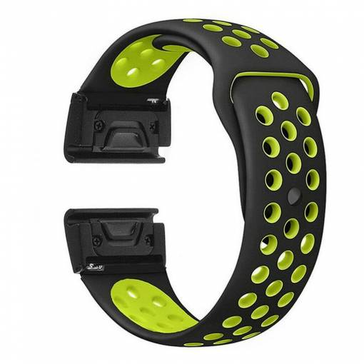 Foto - eses Szilikon perforált szíj Garminhoz - Fekete zöld, QuickFit 26mm