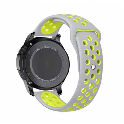 Foto - eses Szilikon perforált szíj - Szürke sárga, 18 mm