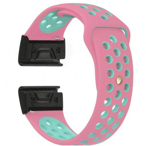 Foto - eses Szilikon perforált szíj Garminhoz - Rózsaszín zöld, QuickFit 20 mm