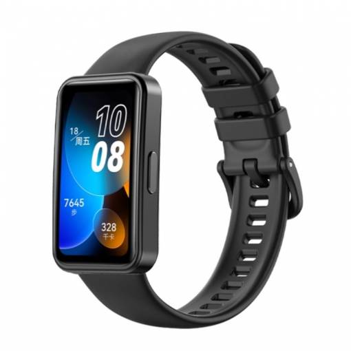 Foto - eses Szilikon szíj Huawei Band 8, 9-hoz - Fekete