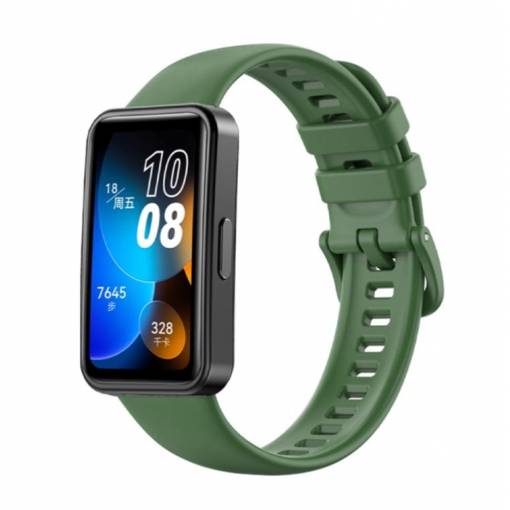 Foto - eses Szilikon szíj Huawei Band 8, 9-hoz - Sötétzöld