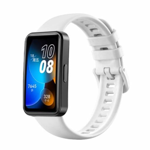 Foto - eses Szilikon szíj Huawei Band 8, 9-hoz - Fehér