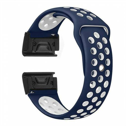 Foto - eses Szilikon perforált szíj Garminhoz - Kék fehér, QuickFit 22 mm