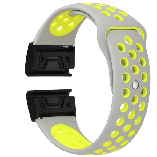 Foto - eses Szilikon lyukas órakijelző Garmin - Szürke-sárga, QuickFit 22 mm