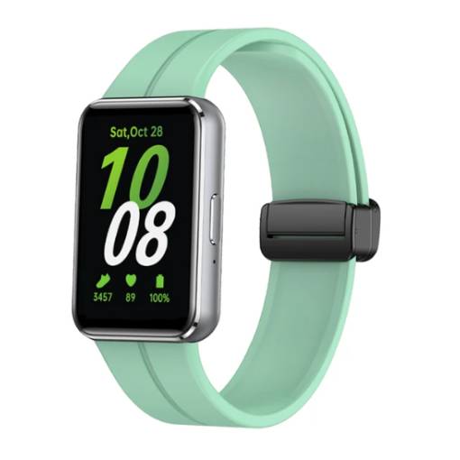 Foto - eses Szilikon szíj mágneses csattal Samsung Galaxy Fit 3-höz - Világoszöld