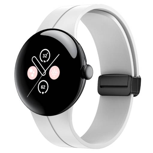 Foto - eses Szilikon szíj mágneses zárral a Google Pixel Watch 1, 2 órához - Fehér