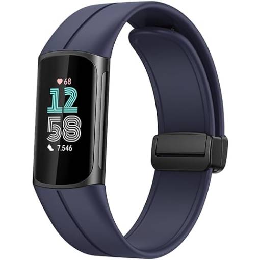 Foto - eses Szilikon szalag mágneses csattal Fitbit Charge 5 és 6-hoz - Kék