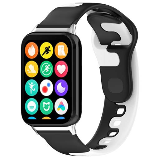 Foto - eses Szilikon szíj Xiaomi Redmi Watch 4 és Xiaomi Smart Band 8 Pro órákhoz - Fekete és fehér