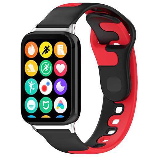 Foto - eses Szilikon szíj Xiaomi Redmi Watch 4 és Xiaomi Smart Band 8 Pro órákhoz - Fekete és piros