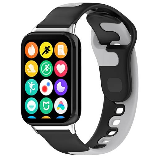 Foto - eses Szilikon szíj Xiaomi Redmi Watch 4 és Xiaomi Smart Band 8 Pro órákhoz - Fekete és szürke