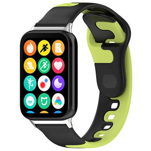 Foto - eses Szilikon szíj Xiaomi Redmi Watch 4 és Xiaomi Smart Band 8 Pro órákhoz - Fekete és zöld