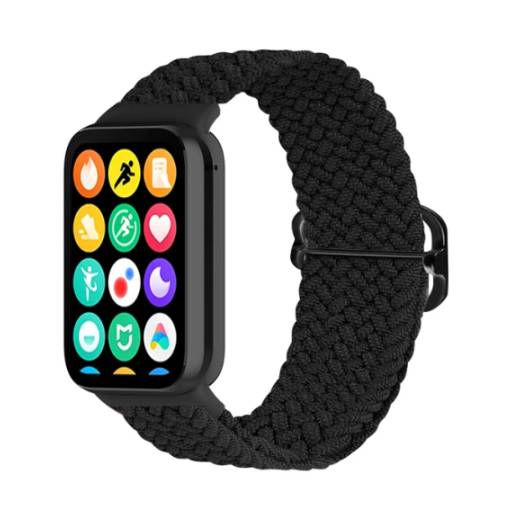 Foto - eses Kötött nejlon szíj Xiaomi Redmi Watch 4 és Xiaomi Smart Band 8 Pro órákhoz - Fekete
