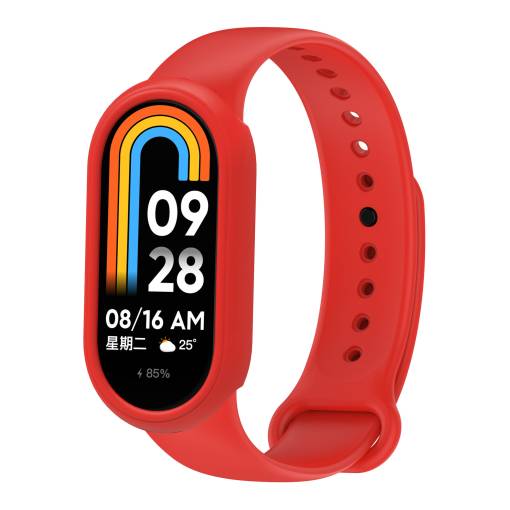 Foto - eses Szilikon szíj és keret Xiaomi Smart Band 8 és 9 készülékekhez - Piros