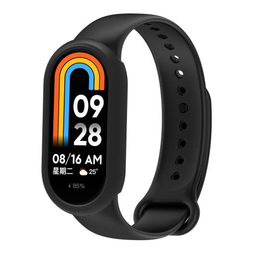 Foto - eses Szilikon szíj és keret Xiaomi Smart Band 8 és 9 készülékekhez - Fekete