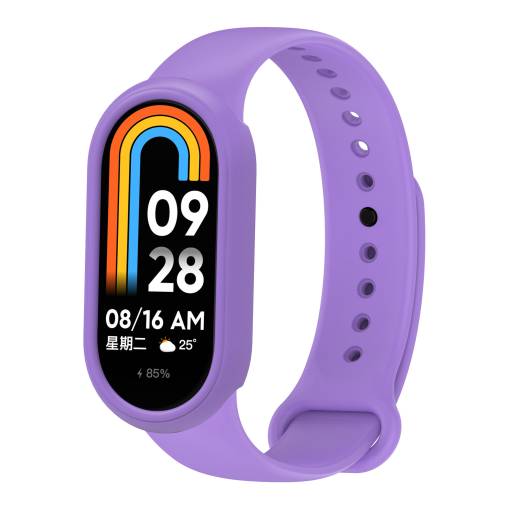 Foto - eses Szilikon szíj és keret Xiaomi Smart Band 8 és 9 készülékekhez - Lila