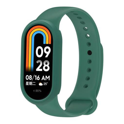 Foto - eses Szilikon szíj és keret Xiaomi Smart Band 8 és 9 készülékekhez - Zöld