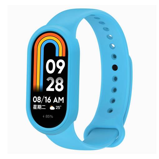 Foto - eses Szilikon szíj és keret Xiaomi Smart Band 8 és 9 készülékekhez - Világoskék