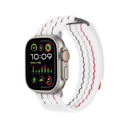 Foto - eses Nylon szíj Apple Watch-hoz - Fehér 42mm, 44mm, 45mm, 49mm
