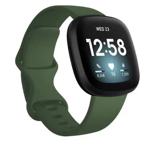 Foto - eses Szilikon szíj Fitbit Versa 3 és 4, Sense 1 és 2 - S méret, zöld