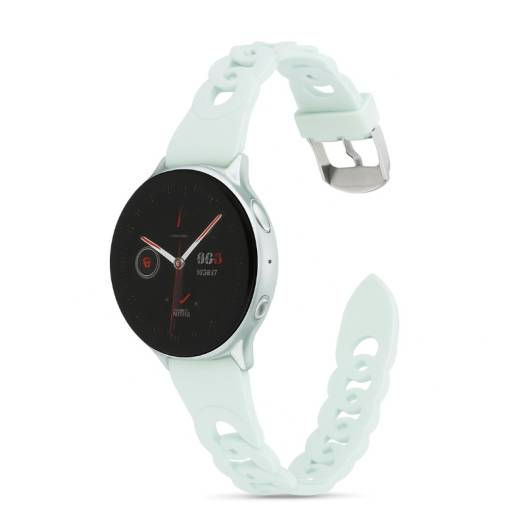 Foto - eses Szilikon fonott szíj Samsung Galaxy Watch 4, 5, 6, 7 készülékekhez - Világoskék 20 mm