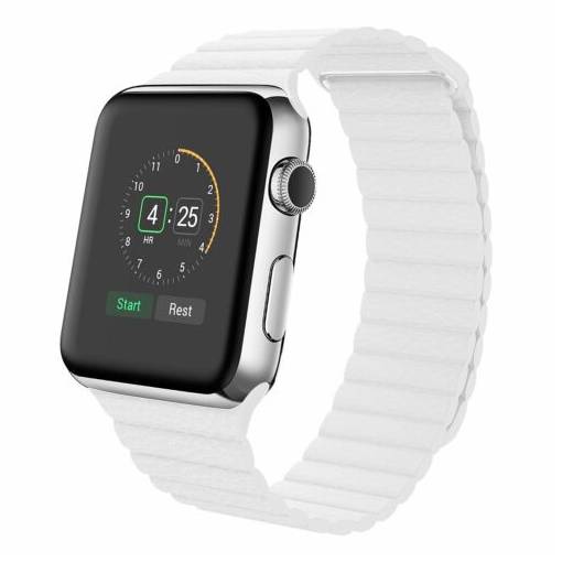 Foto - eses Mágneses bőrszíj Apple Watchhoz - Fehér 38mm, 40mm, 41mm