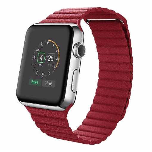 Foto - eses Bőr mágnesszíj Apple Watchhoz - Piros 38mm, 40mm, 41mm