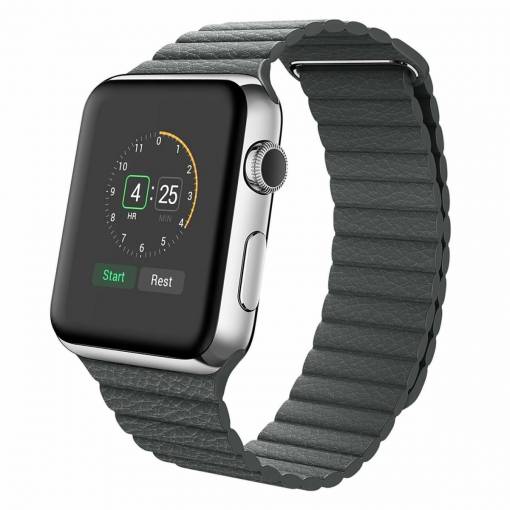 Foto - eses Mágneses bőrszíj Apple Watchhoz - Fekete 42mm, 44mm, 45mm, 49mm